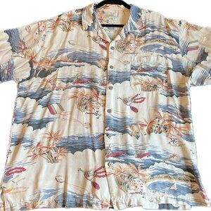 Tommy Bahama XL Silk Short Sleeve Shirt RN 86549 Hawaiian Pattern